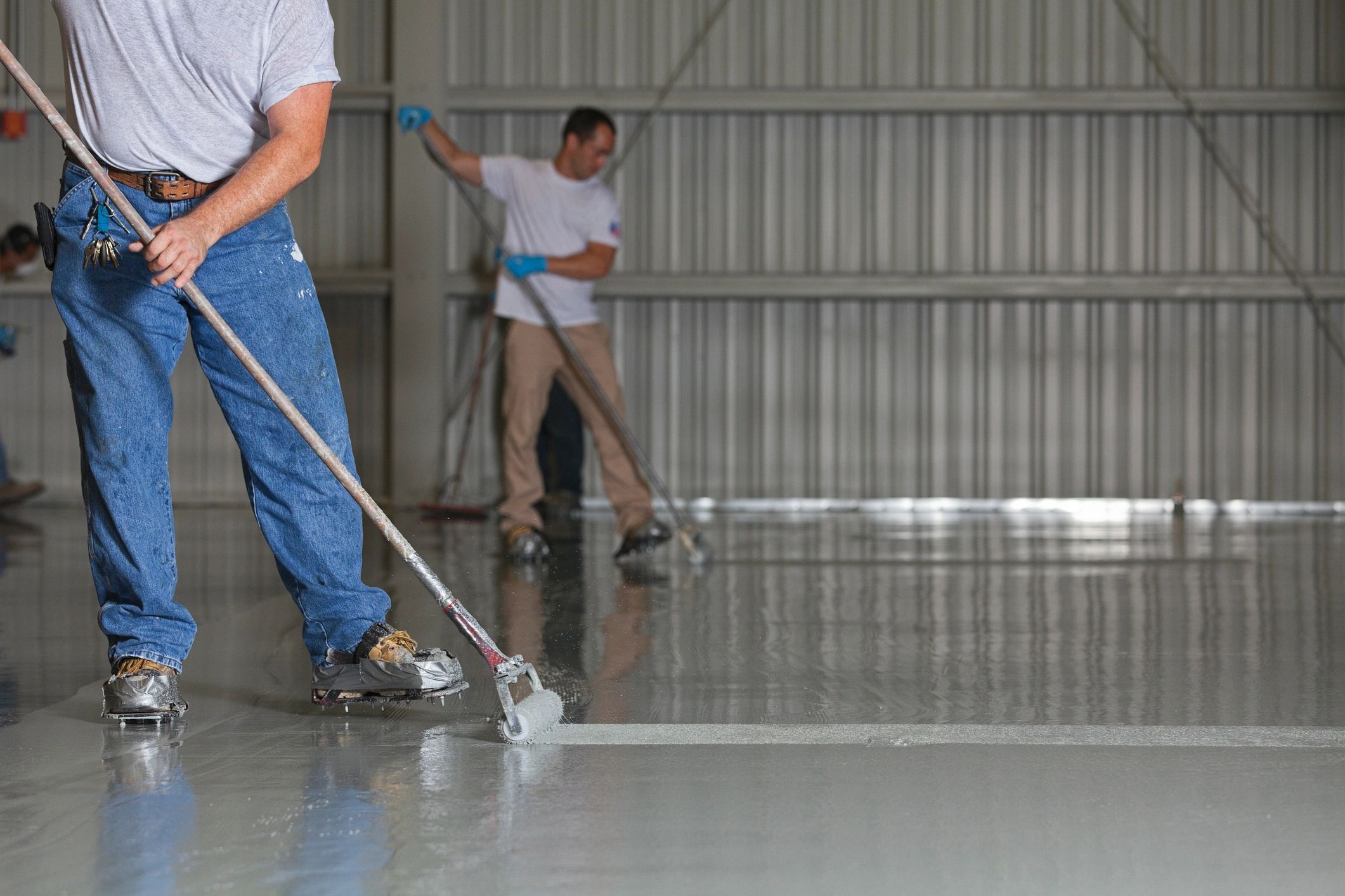 Business owner satisfied with flooring service